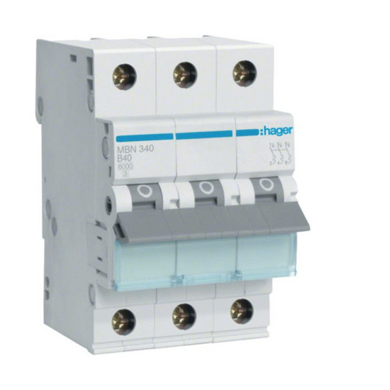 Hager MBN340 Leitungsschutzschalter 3 polig 6kA B-Charakteristik 40A 3 Module