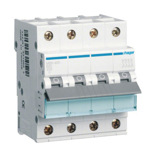 Hager MBN425 Leitungsschutzschalter 4 polig 6kA B-Charakteristik 25A 4 Module