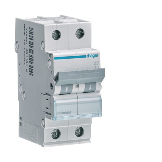 Hager MCN210 Leitungsschutzschalter 2 polig 6kA C-Charakteristik 10A 2 Module