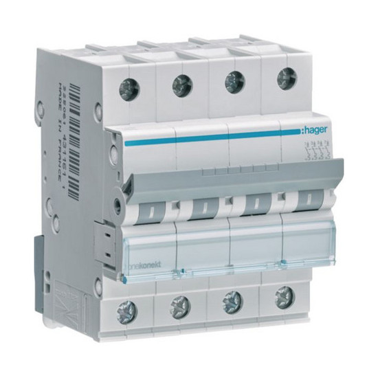 Hager MCN425 Leitungsschutzschalter 4 polig 6kA C-Charakteristik 25A 4 Module