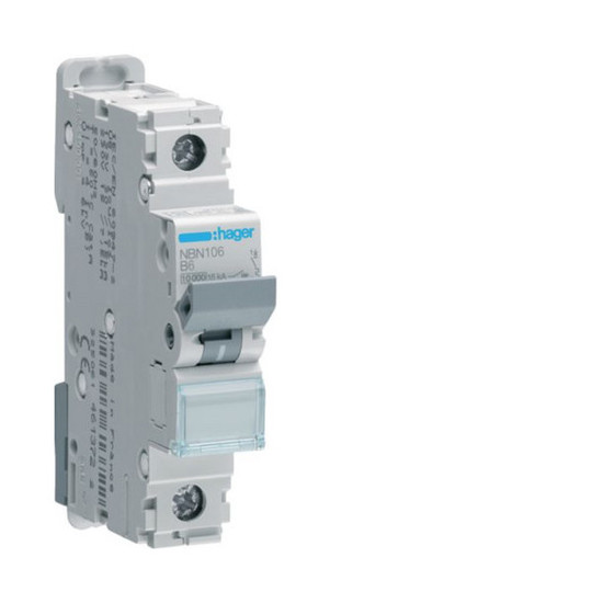 Hager NBN106 Leitungsschutzschalter 1 polig 10kA/15kA B-6A 1M