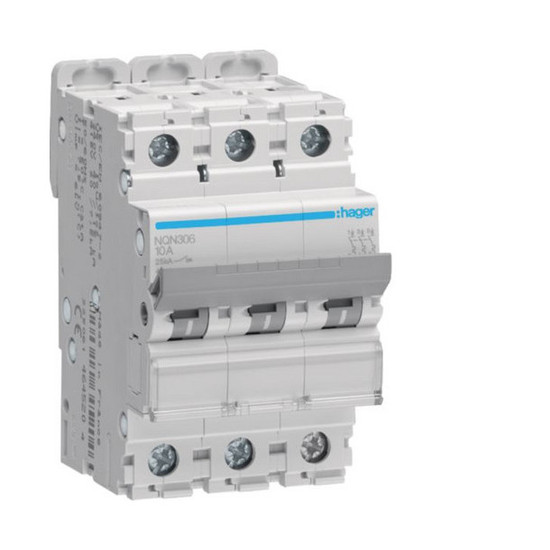 Hager NQN306 Leitungsschutzschalter 3 polig 25kA B-Charakteristik 6A 3 Module