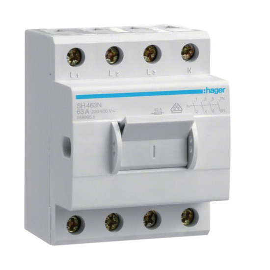 Hager SH463N Kompaktschalter 63A 4 Schließer 400V AC 3,5PLE