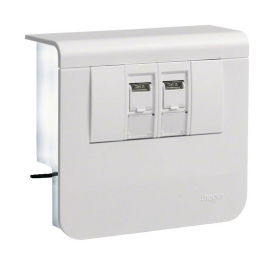 Hager SL200559079016 Geräteträger Datenanschluss 2xCat.6A zu SL 20x55mm verkehrsweiß