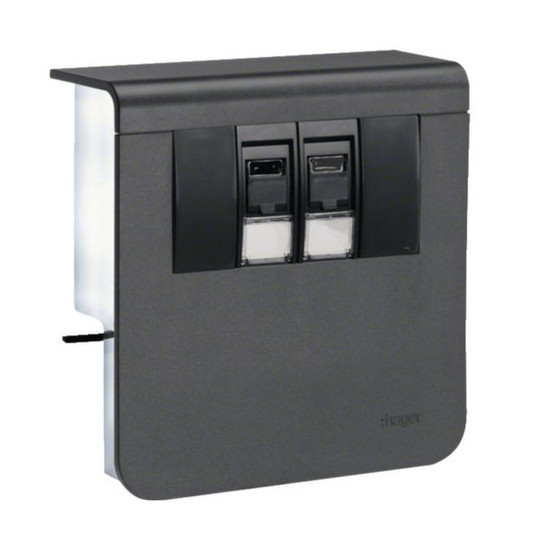 Hager SL200809079011 Geräteträger Datenanschluss 2xCat.6A zu SL 20x80mm graphitschwarz