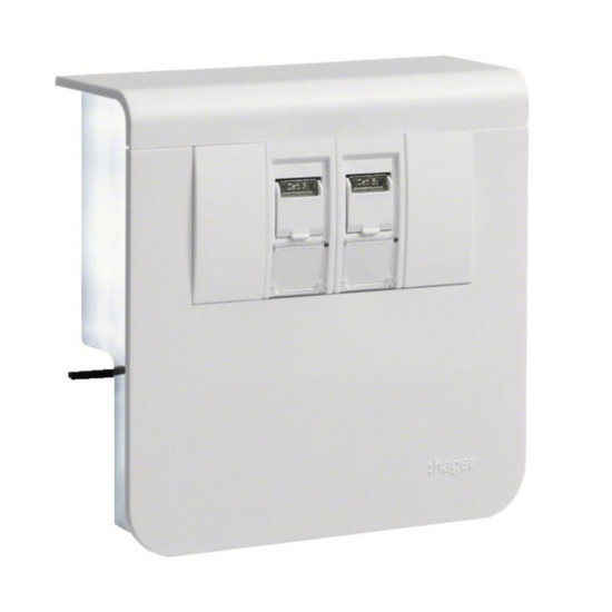 Hager SL200809079016 Geräteträger Datenanschluss 2xCat.6A zu SL 20x80mm verkehrsweiß