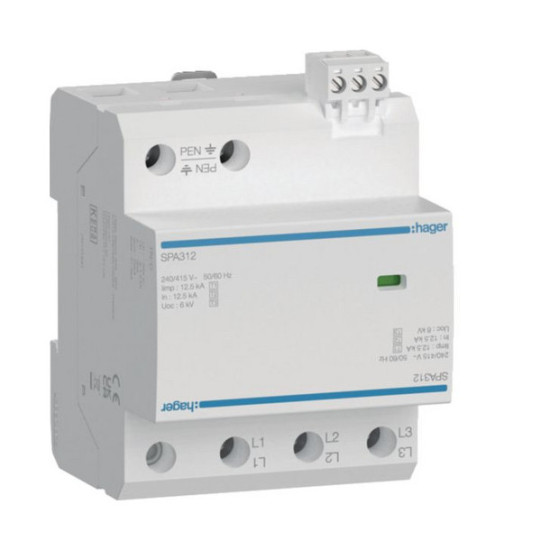 Hager SPA312 Überspannungsableiter T1T2T3 3P 12.5kA FM TN-C