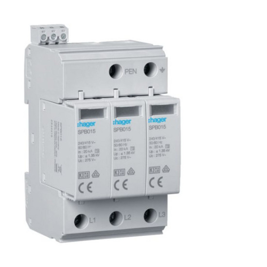 Hager SPB315 Überspannungsableiter T2 3P 40kA TNC Defektanzeige  Kontakt