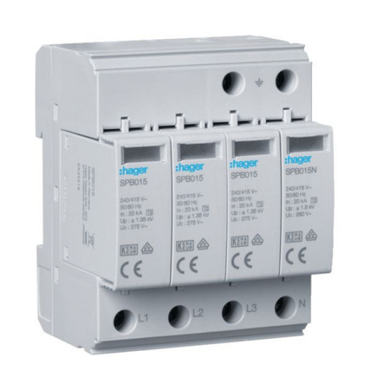 Hager SPB413 Überspannungsableiter T2 4P 40kA TT/TNS Defektanzeige