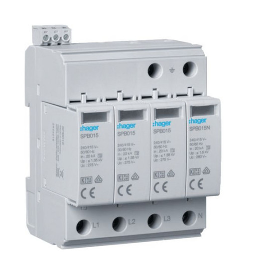 Hager SPB415 Überspannungsableiter T2 4P 40kA TT/TNS Defektanzeige  Kontakt