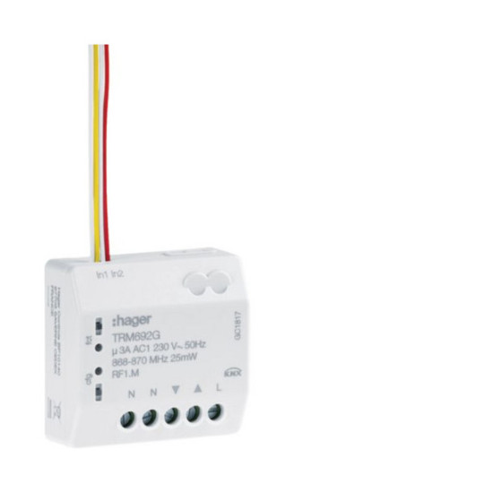 Hager TRM692G Funk UP Jalousieaktor 1fach/Binäreingang 2fach 3A