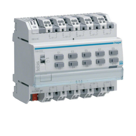 Hager TXA310 Binäreingang 10fach, 230V, REG, KNX