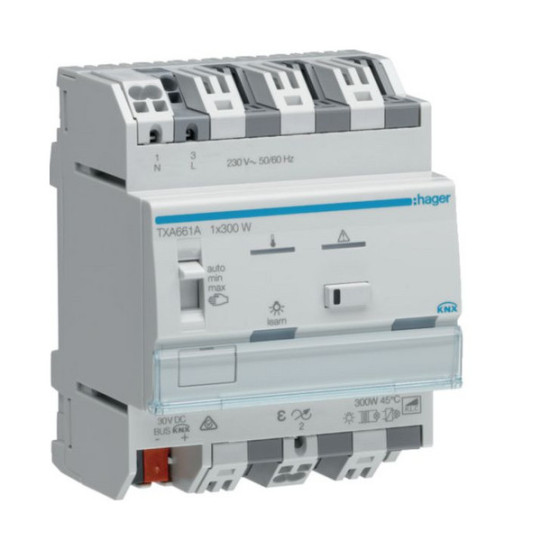 Hager TXA661A Universal-Dimmaktor 1-fach KNX easy, 1x300W, ESL/LED