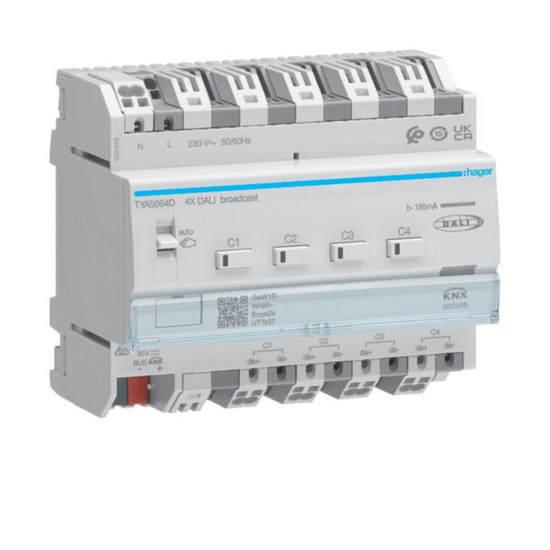 Hager TYAS664D KNX/DALI 2 Aktor 4-fach, Broadcast, KNX Secure, easy, RGBTW