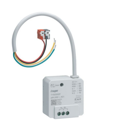 Hager TYBS692F Schalt-/Jalousieausgang KNX, 2/1-fach  2 Eingänge, UP, 6A