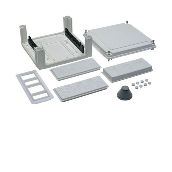 Hager U84S4 Kabelanschlusskasten, univ., 324x307x149mm, IP54, SKII, SaS-Träger-40mm, seitl.