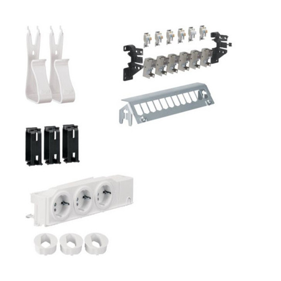 Hager UM00M1 Multimedia Kit,univers,m.3xSteckdose,12xPatchPanel m.6xRJ45,Geräte-u.Kabelhalter