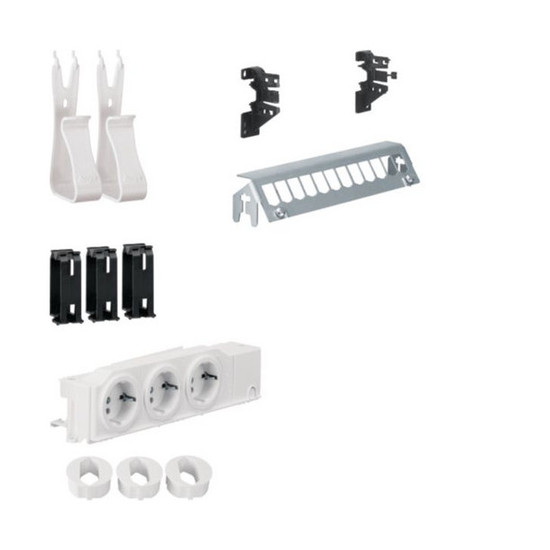 Hager UM00M2 Multimedia Kit,univers,m.3xSteckdose,12xPatchPanel ohneRJ45,Geräte-u.Kabelhalter