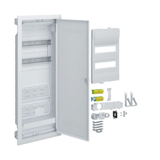 Hager VH602WWH Hybrid, volta, Hohlwand, 24PLE, 2 Montageplatten, mit Steckdose  Kunststofftür