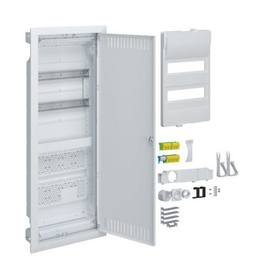 Hager VU602NWH Hybrid, volta, Unterputz, 24PLE, 2 Montageplatten, Steckdose und Stahlblechtür