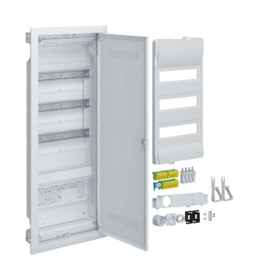 Hager VU603WWH Hybrid, volta, Unterputz, 36PLE, 1 Montageplatten, Steckdose und Kunststofftür
