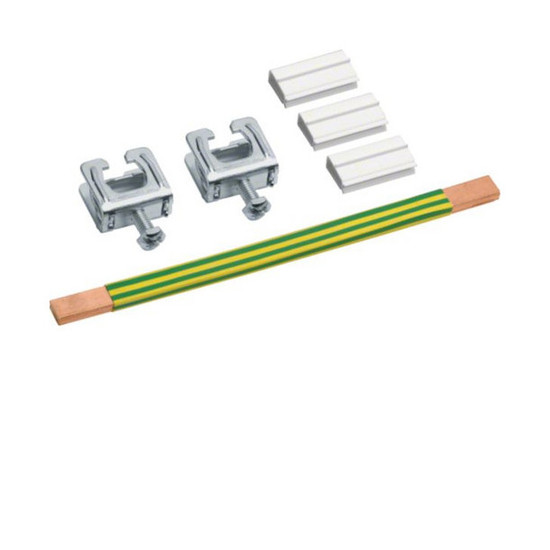 Hager ZM35PE CU-Schiene, univZ, 180x9x6mm, 35mm²grün/gelb, lamelliert, m. 2xKlemmen bis 35mm²