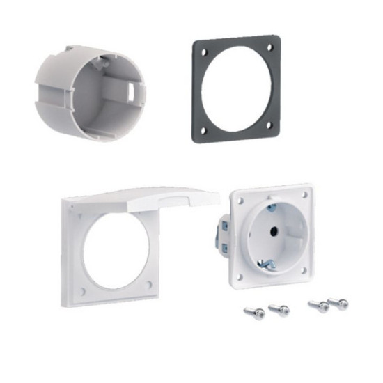 Hager ZY02SD Bestückungspaket, universZ, 1xSchuko-Steckdose, für Steckdosenflansch