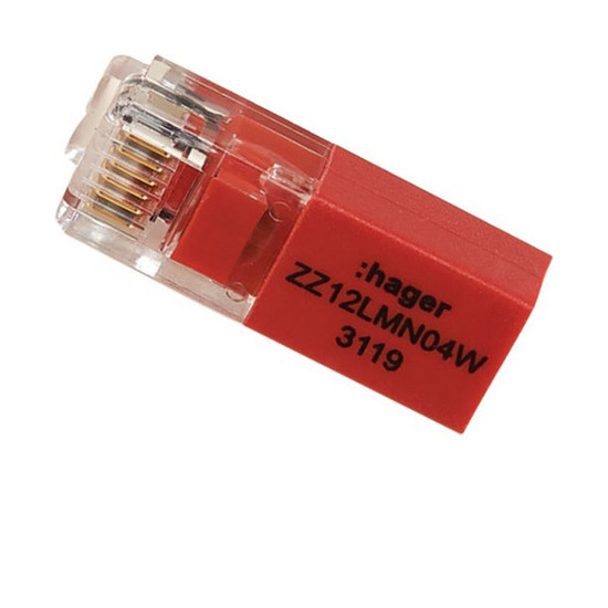 Hager ZZ12LMN04W Abschlusswiderstand RJ12 für LMN-Modul, 120 Ohm