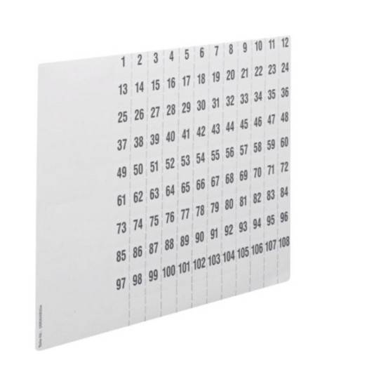 Hager ZZ90C Beschriftungsbögen, univers Z, Nummerierung 1-108, DIN A4, 10 Stück