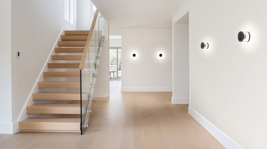 Helestra PORO LED Wandleuchte 7W dimmbar 90Ra warmweiss Mattschwarz Aluminium klar