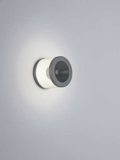 Helestra PORO LED Wandleuchte 7W dimmbar 90Ra warmweiss Titangrau eloxiert Aluminium klar