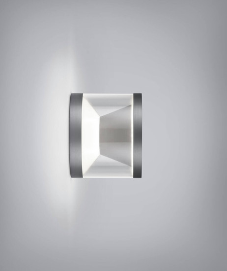 Helestra PORO LED Wandleuchte 7W dimmbar 90Ra warmweiss Titangrau eloxiert Aluminium klar