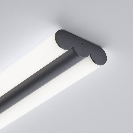 Helestra LOOM LED Wand- und Deckenleuchte 36W IP44 90Ra Steuerbare Lichtfarbe, warm-/neutralweiss Mattschwarz Stahl satiniert