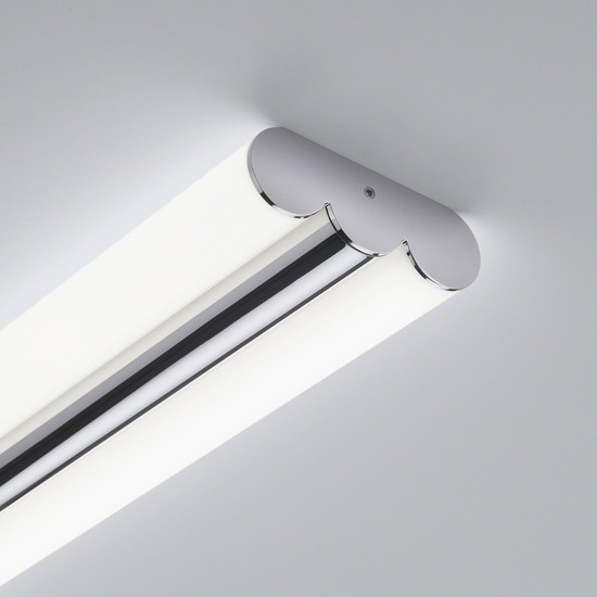Helestra LOOM LED Wand- und Deckenleuchte 40W IP44 90Ra Steuerbare Lichtfarbe, warm-/neutralweiss Chrom Stahl satiniert