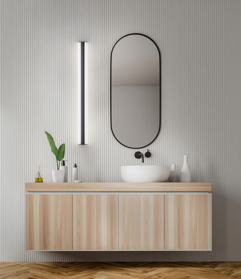 Helestra LOOM LED Wand- und Deckenleuchte 40W IP44 90Ra Steuerbare Lichtfarbe, warm-/neutralweiss Mattschwarz Stahl satiniert