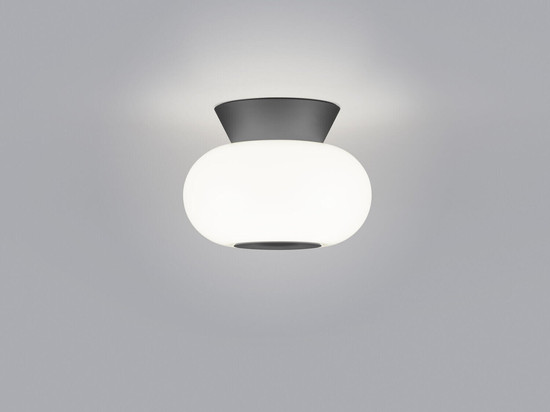 Helestra SAPO LED Deckenleuchte 12W dimmbar 90Ra warmweiss Mattschwarz Aluminium Opalglas weiß