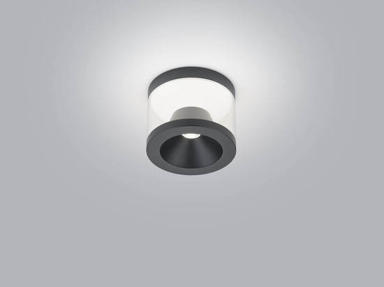 Helestra PORO LED Deckenleuchte 10W dimmbar 90Ra warmweiss Mattschwarz Aluminium klar