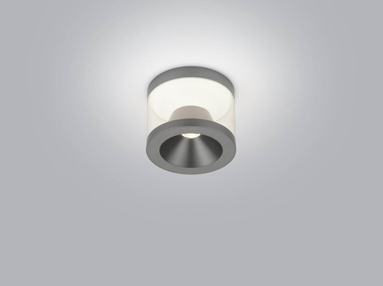 Helestra PORO LED Deckenleuchte 10W dimmbar 90Ra warmweiss Titangrau eloxiert Aluminium klar