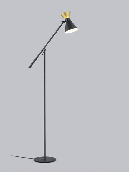 Helestra LUK LED Stehleuchte 10W dimmbar 90Ra warmweiss Schwarz-Gold Aluminium satiniert 169cm