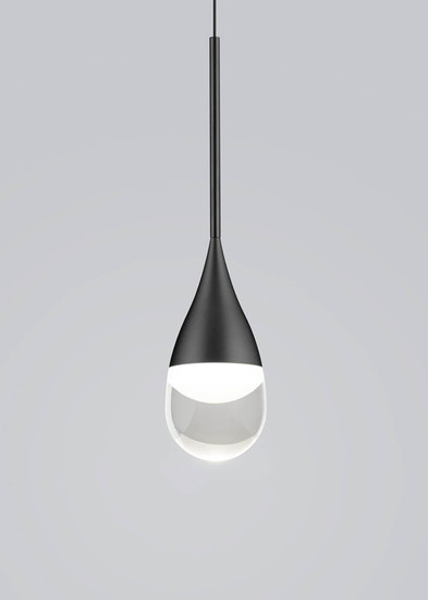 Helestra DEEP LED Pendelleuchte 24W dimmbar 90Ra warmweiss Mattschwarz Aluminium Glas teilsatiniert Ø30cm