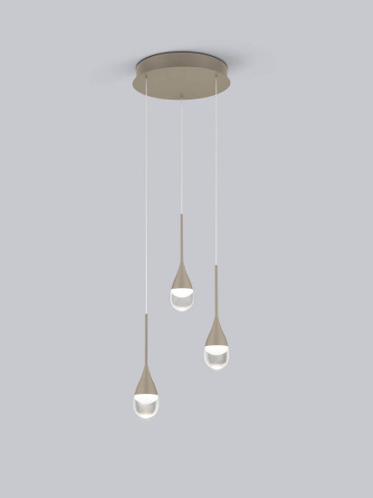 Helestra DEEP LED Pendelleuchte 24W dimmbar 90Ra warmweiss Coffee Aluminium Glas teilsatiniert Ø30cm