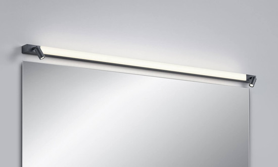 Helestra NERO LED Wandleuchte 22W IP44 90Ra Steuerbare Lichtfarbe, warm-/neutralweiss schwenkbar Mattschwarz Aluminium satiniert