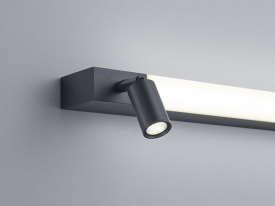 Helestra NERO LED Wandleuchte 22W IP44 90Ra Steuerbare Lichtfarbe, warm-/neutralweiss schwenkbar Mattschwarz Aluminium satiniert