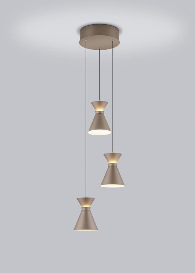 Helestra LUK LED Pendelleuchte 30W dimmbar 90Ra warmweiss Coffee Aluminium satiniert Ø33cm