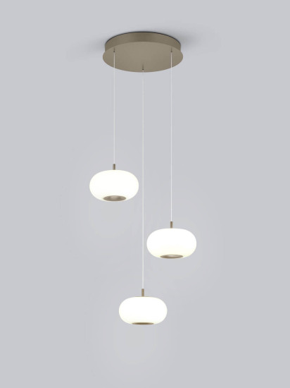 Helestra SAPO LED Pendelleuchte 36W dimmbar 90Ra warmweiss Coffee Aluminium Opalglas weiß Ø34cm