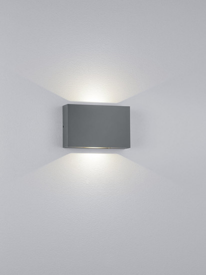 Helestra PARI LED Wandleuchte 6W IP65 90Ra Steuerbare Lichtfarbe, warmweiss schwenkbar Graphit Aluminium Glas klar