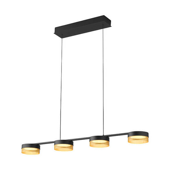 Hell LED Pendelleuchte Mesh dimmbar 44W warmweiss 90Ra Schwarz Gold 110x12cm 20619/4-06