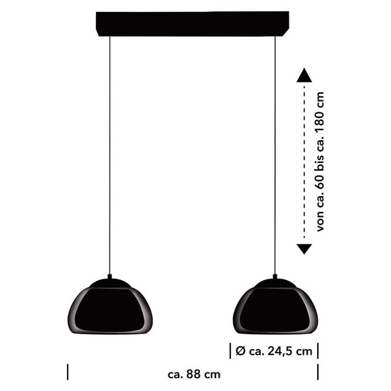 Hell LED Pendelleuchte Luxxo dimmbar 22W Dim to Warm extrawarm- bis warmweiss 90Ra B-Link Schwarz Rauchglas 89x24,5cm 20635/2-06