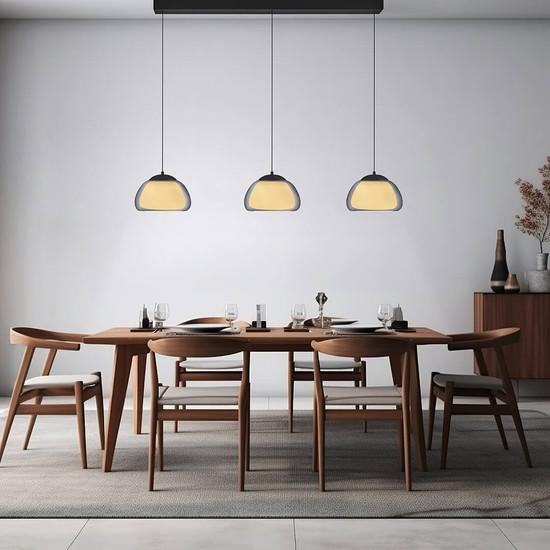 Hell LED Pendelleuchte Luxxo dimmbar 33W Dim to Warm extrawarm- bis warmweiss 90Ra B-Link Schwarz Rauchglas 125x24,5cm 20636/3-06