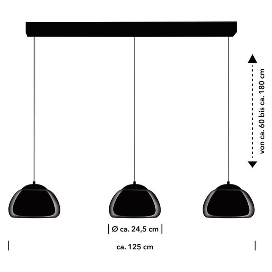 Hell LED Pendelleuchte Luxxo dimmbar 33W Dim to Warm extrawarm- bis warmweiss 90Ra B-Link Schwarz Rauchglas 125x24,5cm 20636/3-06